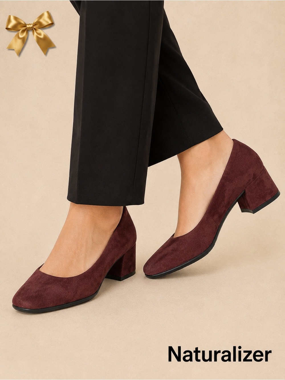 Naturalizer Conelle Merlot Suede Pumps Low Heel 8M